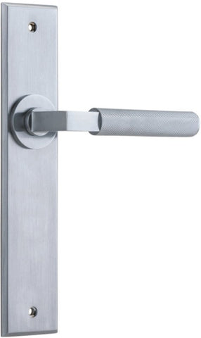 IVER Brunswick Door Lever Handle On Chamfered Backplate | Passage Lever Set Only | 6 Finishes - Brushed Chrome