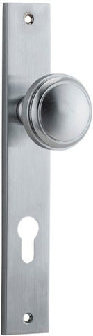 IVER Paddington Door Knob On Rectangular Backplate | Entrance Lever Set Only | 9 Finishes - Brushed Chrome