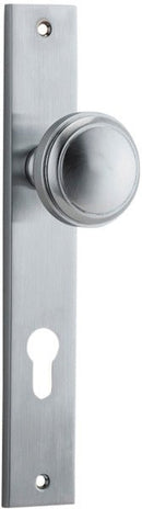 IVER Paddington Door Knob On Rectangular Backplate | Entrance Lever Set Only | 9 Finishes - Brushed Chrome
