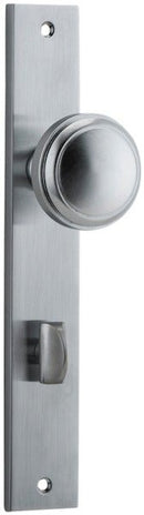 IVER Paddington Door Knob On Rectangular Backplate | Privacy Lever Set Only | 9 Finishes - Brushed Chrome