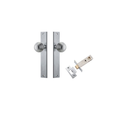 IVER Guildford Door Knob On Rectangular Backplate | Passage Kit | 9 Finishes - Brushed Chrome