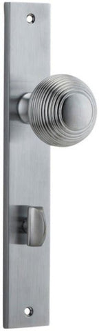 IVER Guildford Door Knob On Rectangular Backplate | Privacy Lever Set Only | 9 Finishes - Brushed Chrome