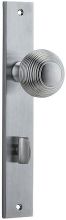 IVER Guildford Door Knob On Rectangular Backplate | Privacy Lever Set Only | 9 Finishes - Brushed Chrome