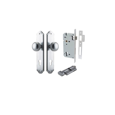 IVER Paddington Door Knob On Shouldered Backplate | Entrance Kit (Key/Thumb) | 9 Finishes - Brushed Chrome