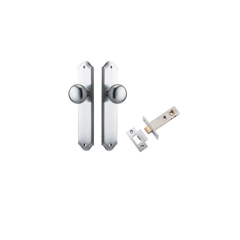 IVER Cambridge Door Knob On Shouldered Backplate | Passage Kit | 9 Finishes - Brushed Chrome