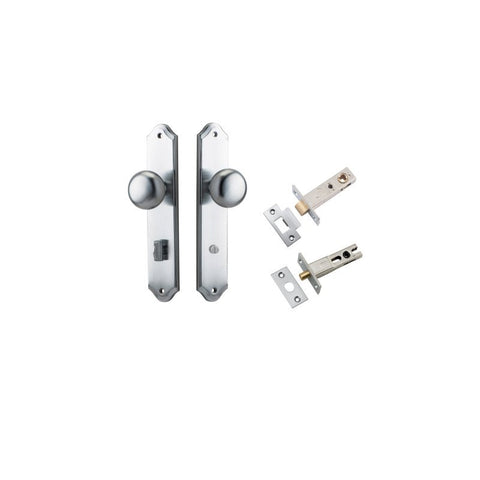 IVER Cambridge Door Knob On Shouldered Backplate | Separate Privacy Kit | 9 Finishes - Brushed Chrome