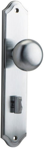 IVER Cambridge Door Knob On Shouldered Backplate | Privacy Lever Set Only | 9 Finishes - Brushed Chrome