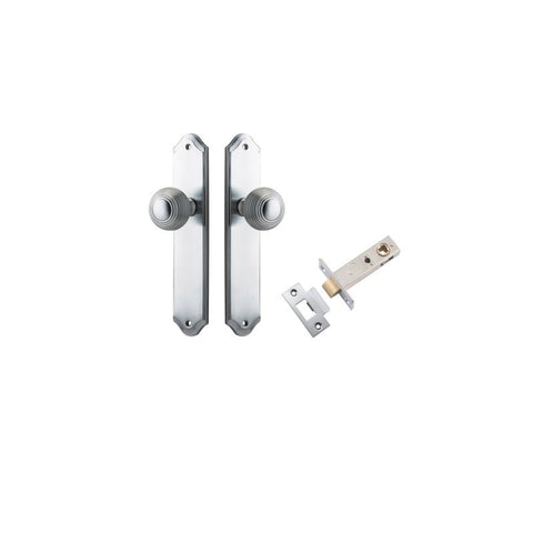 IVER Guildford Door Knob On Shouldered Backplate | Passage Kit | 8 Finishes - Brushed Chrome
