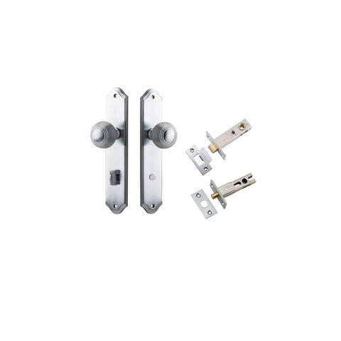 IVER Guildford Door Knob On Shouldered Backplate | Separate Privacy Kit | 8 Finishes - Brushed Chrome