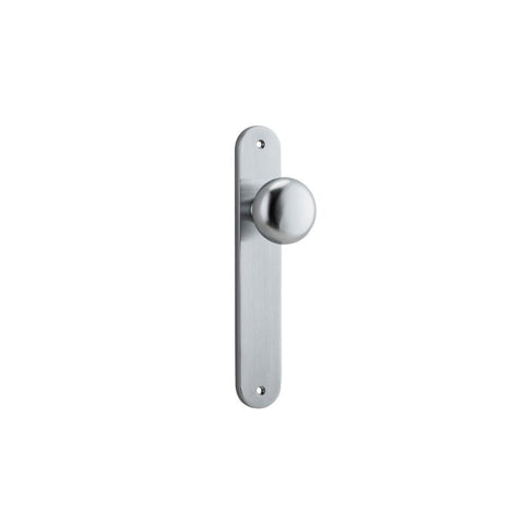 IVER Cambridge Door Knob On Oval Backplate | Passage Lever Set Only | 9 Finishes - Brushed Chrome