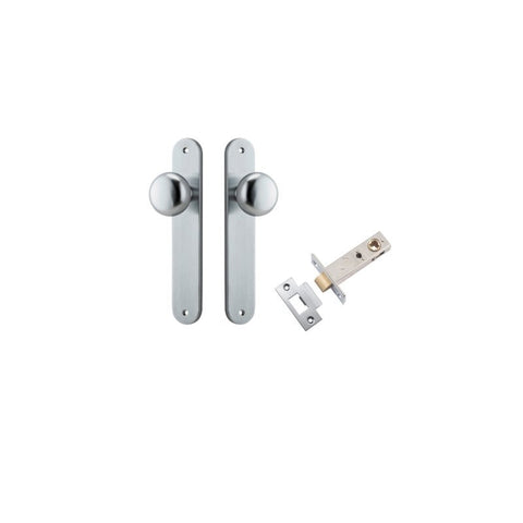 IVER Cambridge Door Knob On Oval Backplate | Passage Kit | 9 Finishes - Brushed Chrome