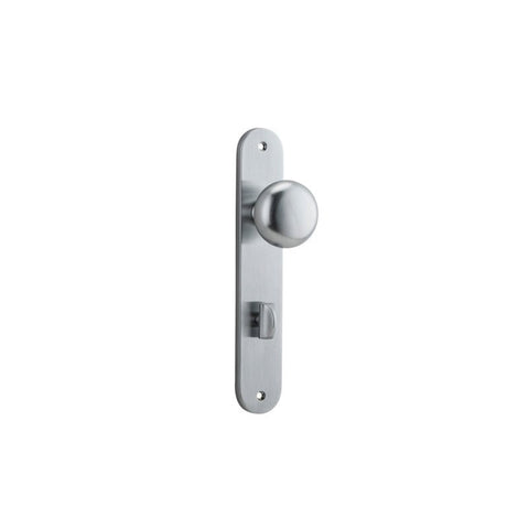 IVER Cambridge Door Knob On Oval Backplate | Privacy Lever Set Only | 9 Finishes - Brushed Chrome