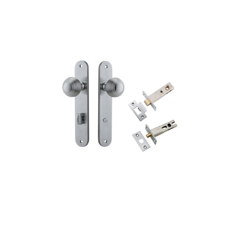 IVER Guildford Door Knob On Oval Backplate | Separate Privacy Kit | 9 Finishes - Brushed Chrome