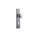 IVER Cambridge Door Knob On Stepped Backplate | Entrance Lever Set Only | 9 Finishes - Brushed Chrome