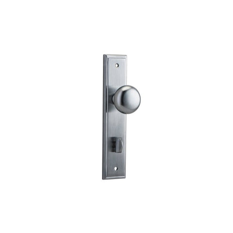 IVER Cambridge Door Knob On Stepped Backplate | Privacy Lever Set Only | 9 Finishes - Brushed Chrome