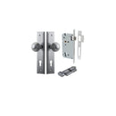IVER Guildford Door Knob On Stepped Backplate | Entrance Kit (Key/Thumb) | 9 Finishes - Brushed Chrome