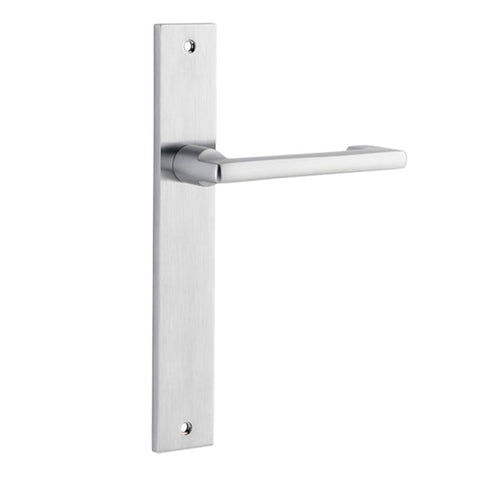 Iver Baltimore Return Door Lever on Rectangular Backplate | Passage Lever Set Only | 7 Finishes - Brushed Chrome