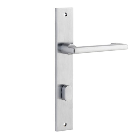 Iver Baltimore Return Door Lever on Rectangular Backplate | Privacy Lever Set Only | 7 Finishes - Brushed Chrome