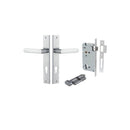Iver Osaka Door Lever on Rectangular Backplate — Entrance Set (Key/Thumb) | Entrance Kit (Key/Thumb) | 6 Finishes - Brushed Chrome