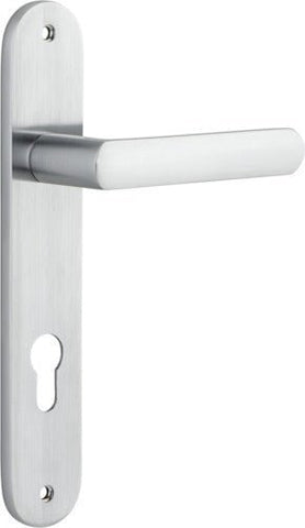 IVER Osaka Door Lever Handle On Oval Backplate | Entrance Lever Set Only | 6 Finishes - Brushed Chrome