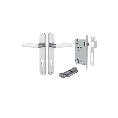 IVER Osaka Door Lever Handle On Oval Backplate | Entrance Kit (Key/Thumb) | 6 Finishes - Brushed Chrome