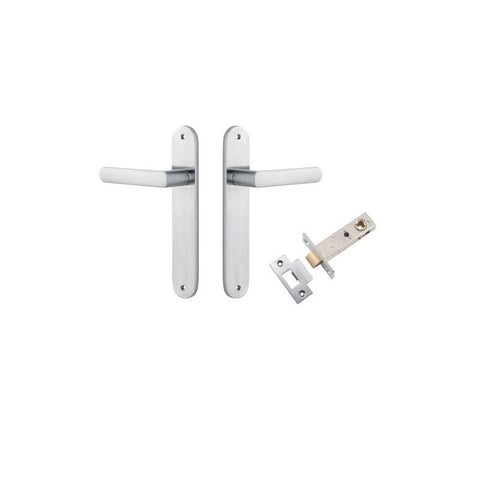 IVER Osaka Door Lever Handle On Oval Backplate | Passage Kit | 6 Finishes - Brushed Chrome
