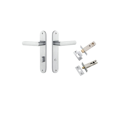 IVER Osaka Door Lever Handle On Oval Backplate | Separate Privacy Kit | 6 Finishes - Brushed Chrome