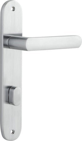 IVER Osaka Door Lever Handle On Oval Backplate | Privacy Lever Set Only | 6 Finishes - Brushed Chrome