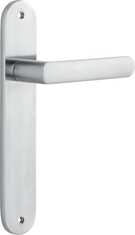 IVER Osaka Door Lever Handle On Oval Backplate | Passage Lever Set Only | 6 Finishes - Brushed Chrome