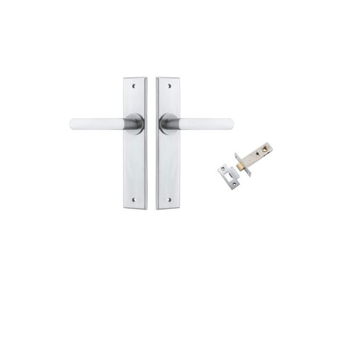 Iver Osaka Door Lever on Rectangular Backplate — Passage Set | Passage Set Includes Latch | 6 Finishes - Brushed Chrome