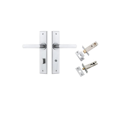 Iver Osaka Door Lever on Rectangular Backplate — Privacy Set (Separate) | Separate Privacy Kit | 6 Finishes - Brushed Chrome