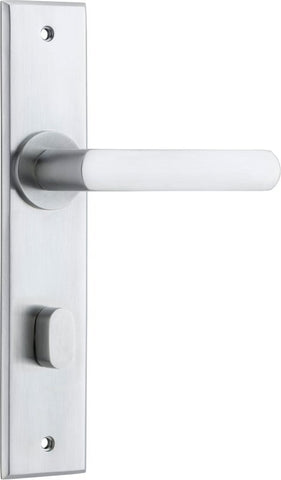 Iver Osaka Door Lever on Rectangular Backplate | Privacy Lever Set Only | 6 Finishes - Brushed Chrome