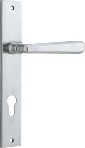IVER Copenhagen Door Lever Handle On Rectangular Backplate | Entrance Lever Set Only | 7 Finishes - Brushed Chrome