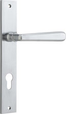 IVER Copenhagen Door Lever Handle On Rectangular Backplate | Entrance Lever Set Only | 7 Finishes - Brushed Chrome
