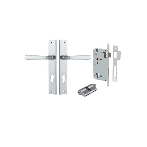 IVER Copenhagen Door Lever Handle On Rectangular Backplate | Entrance Kit (Key/Key) | 7 Finishes - Brushed Chrome