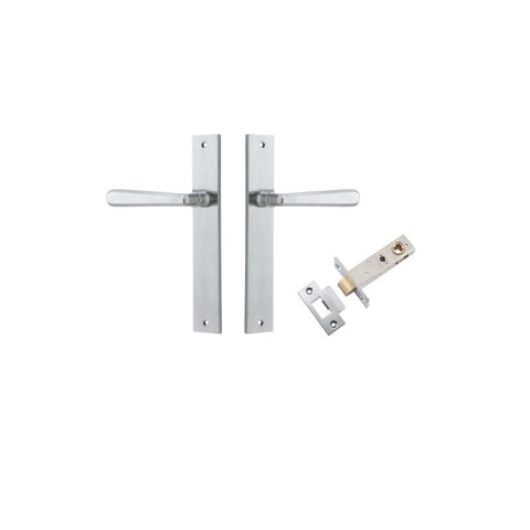 IVER Copenhagen Door Lever Handle On Rectangular Backplate | Passage Kit | 7 Finishes - Brushed Chrome