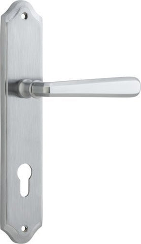 Iver Copenhagen Door Lever Handle on Shouldered Backplate | Entrance Lever Set Only | 7 Finishes - Brushed Chrome