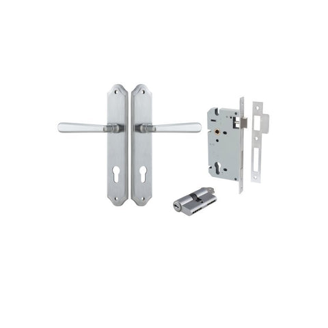 Iver Copenhagen Door Lever Handle on Shouldered Backplate | Entrance Kit (Key/Key) | 7 Finishes - Brushed Chrome