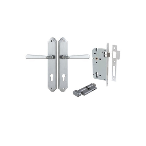 Iver Copenhagen Door Lever Handle on Shouldered Backplate | Entrance Kit (Key/Thumb) | 7 Finishes - Brushed Chrome