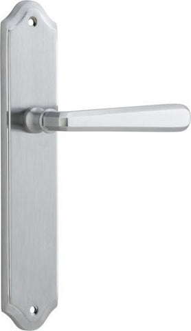 Iver Copenhagen Door Lever Handle on Shouldered Backplate | Passage Lever Set Only | 7 Finishes - Brushed Chrome
