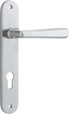 Iver Copenhagen Solid Brass Door Lever on Oval Backplate | Entrance Lever Set Only | 7 Finishes - Brushed Chrome