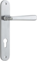 Iver Copenhagen Solid Brass Door Lever on Oval Backplate | Entrance Lever Set Only | 7 Finishes - Brushed Chrome