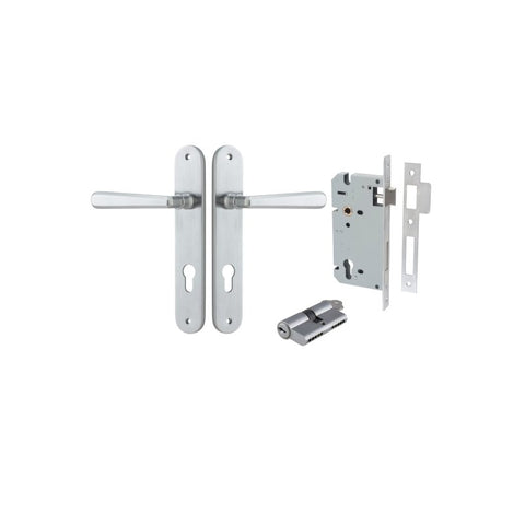 Iver Copenhagen Solid Brass Door Lever on Oval Backplate | Entrance Kit (Key/Key) | 7 Finishes - Brushed Chrome