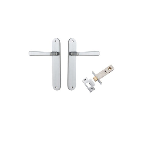 Iver Copenhagen Solid Brass Door Lever on Oval Backplate | Passage Kit | 7 Finishes - Brushed Chrome