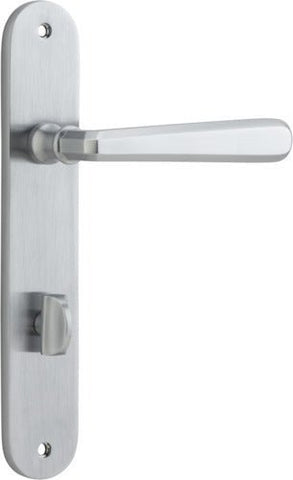 Iver Copenhagen Solid Brass Door Lever on Oval Backplate | Privacy Lever Set Only | 7 Finishes - Brushed Chrome