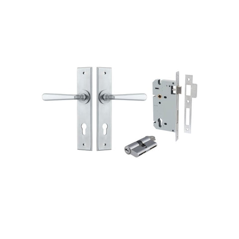 Iver Copenhagen Door Lever on Chamfered Backplate — Entrance Kit — Key/Key