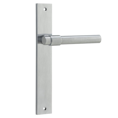IVER Helsinki Door Lever Handle On Rectangular Backplate | Passage Lever Set Only | 7 Finishes - Brushed Chrome