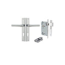 IVER Helsinki Door Lever Handle On Rectangular Backplate | Entrance Kit (Key/Key) | 7 Finishes - Brushed Chrome
