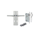 IVER Helsinki Door Lever Handle On Rectangular Backplate | Entrance Kit (Key/Thumb) | 7 Finishes - Brushed Chrome