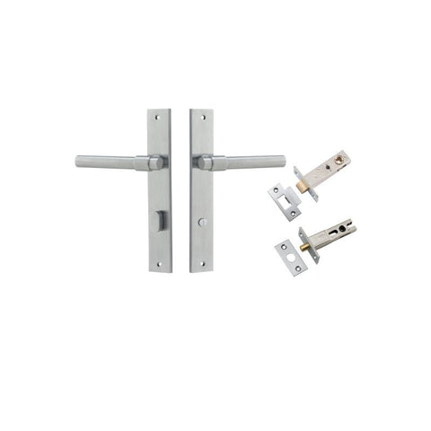 IVER Helsinki Door Lever Handle On Rectangular Backplate | Separate Privacy Kit | 7 Finishes - Brushed Chrome